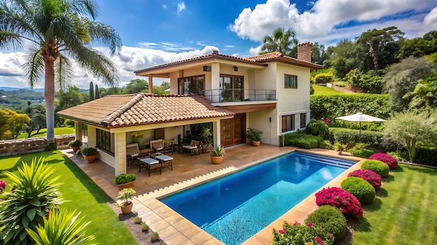 Modern villa with pool and garden