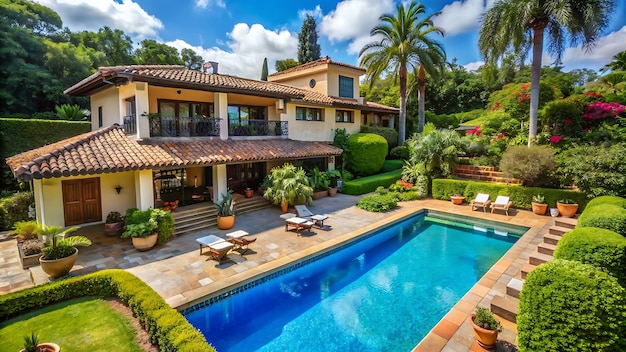 Modern villa with pool and garden