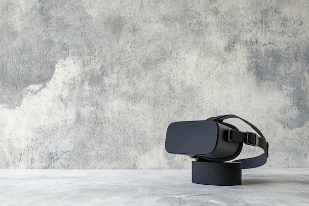 Photo modern vr headset on concrete surface minimalistic product display