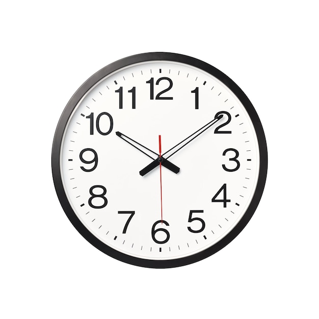 Modern wall clock isolated on white background with clipping path.