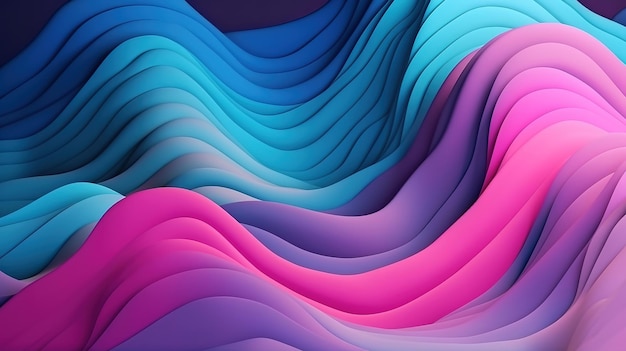 Modern wallpaper with pink blue violet blue wavy folds Generative Ai