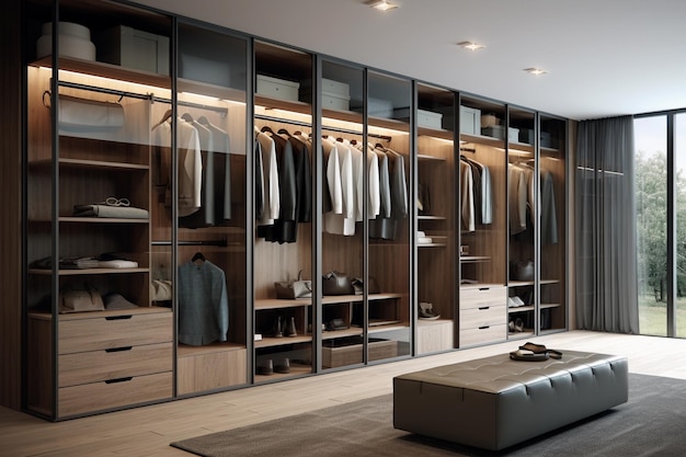 Modern wardrobe in the room