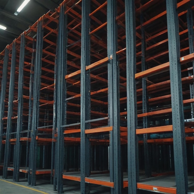 Photo modern warehouse interior with shelves and boxes