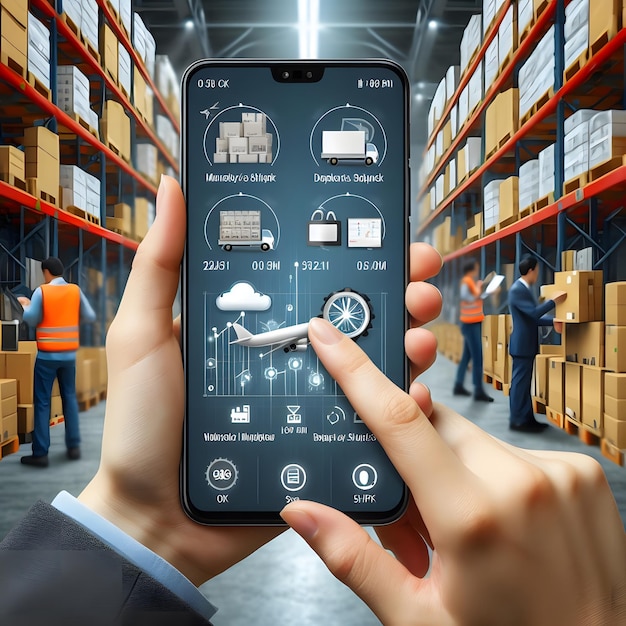 Modern Warehouse Technology Smart Automation Stock Photo digital displays