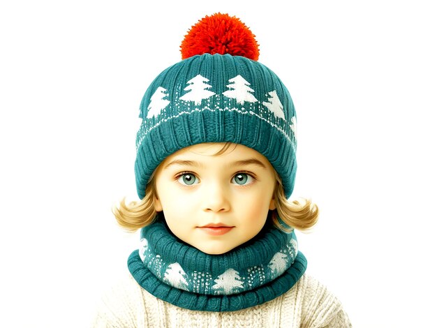 Photo modern warm winter knitted kids hat