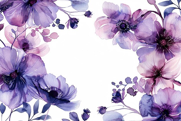 Modern Wedding Flower Frame Watercolor Painting