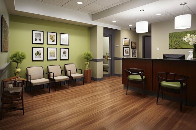 Modern and welcoming office with waiting room and equipped doctor's office generative IA