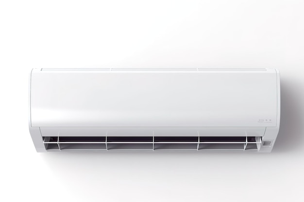 Photo a modern white air conditioner unit installed on a wall on white or png transparent background