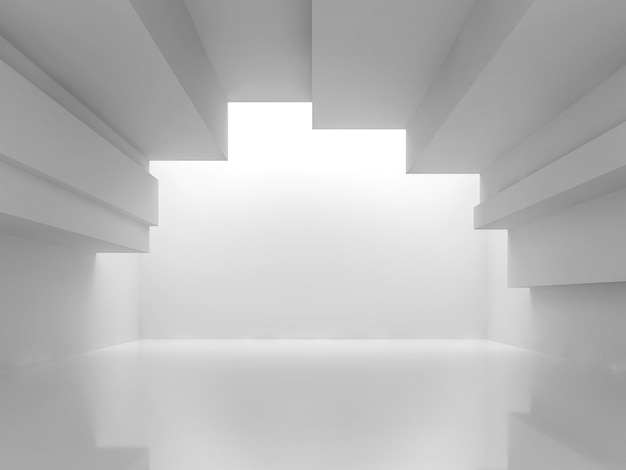 Modern white cave space concept interior background 3d illustration and rendering.