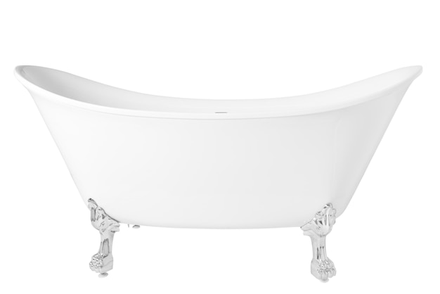 Modern white clawfoot bathtub isolated on a white background