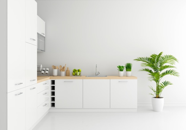 Modern white kitchen countertop with free space