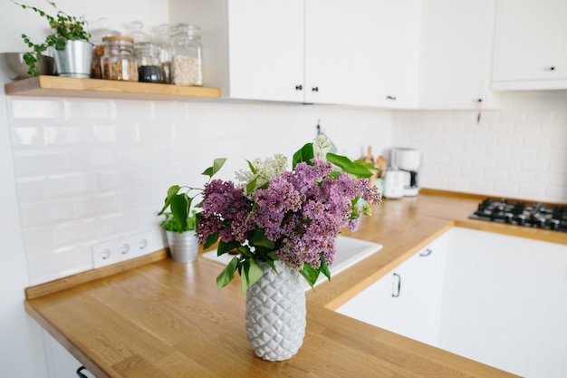 Modern white kitchen in scandinavian style