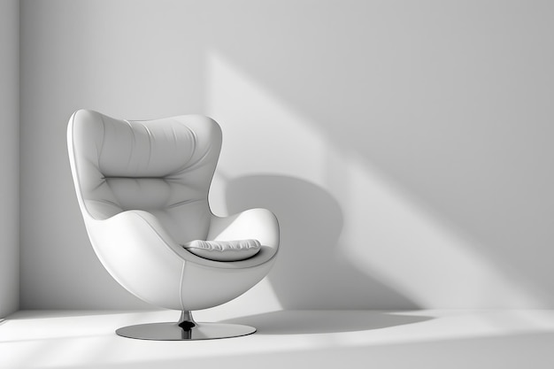 Modern White Lounge Chair in Minimalist Interior Design