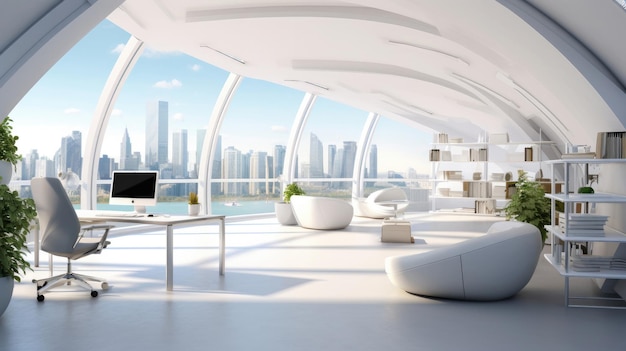 Modern white open space office corner