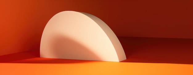 Modern White Sculptural Art on Vibrant Orange Background