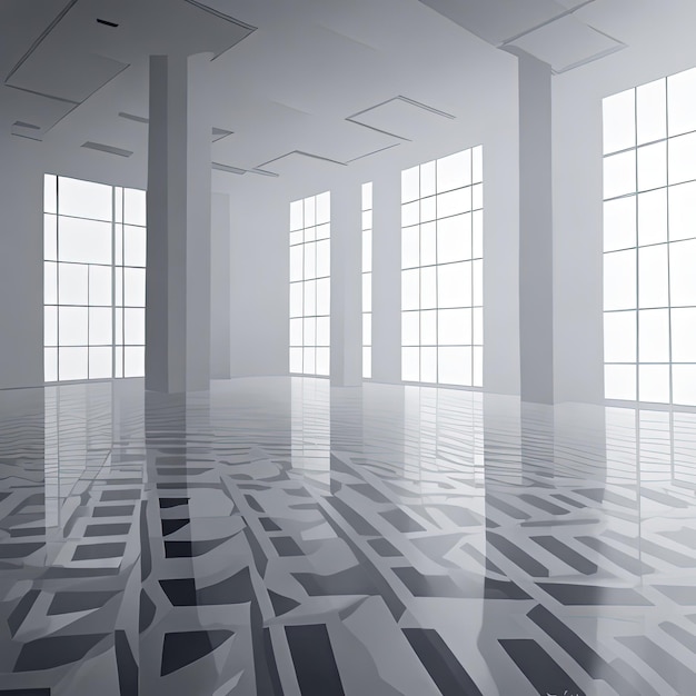 Modern white space smooth floor Empty room interior