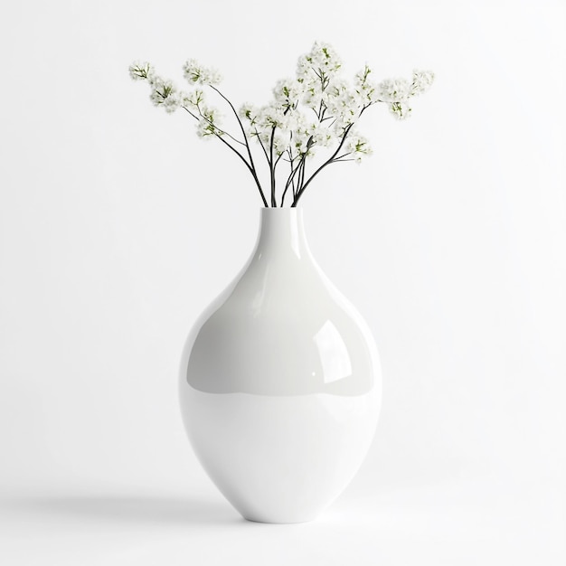 Photo modern white vase with clean lines isolated against pure white backdrop vivid details