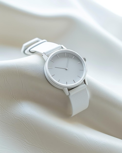 Modern White Wristwatch Mockup Sleek and Elegant Timepiece Presentation