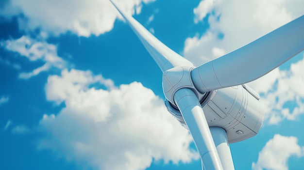 Modern wind turbine against blue sky