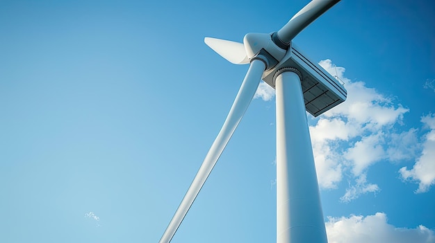 Modern Wind Turbine Against Clear Blue Sky