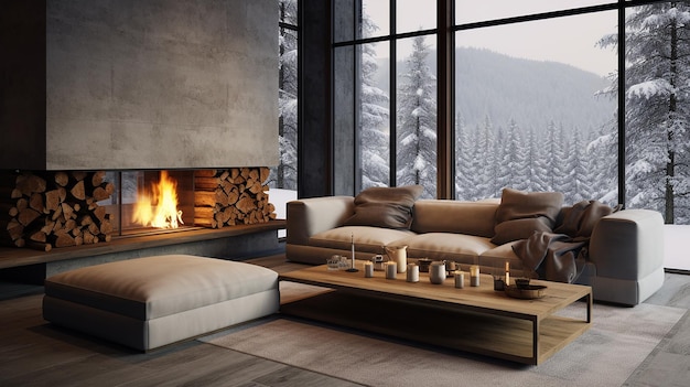 Modern winter living room