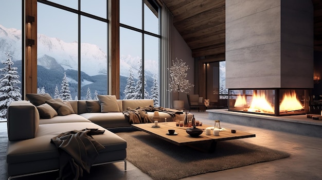 Modern winter living room