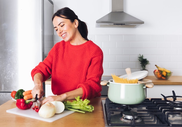 Modern woman cooking