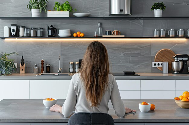 Photo modern woman in the kitchen