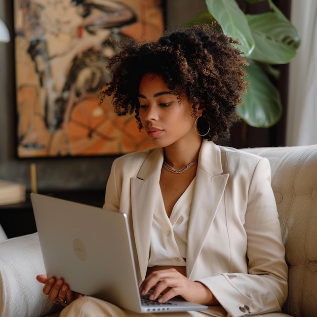 Modern woman using laptop