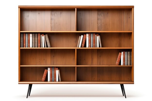 Photo modern wooden bookshelf with books