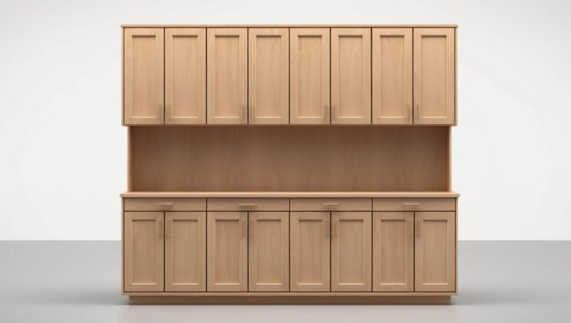 Photo modern wooden kitchen cabinetry with a sleek sink and minimalist design