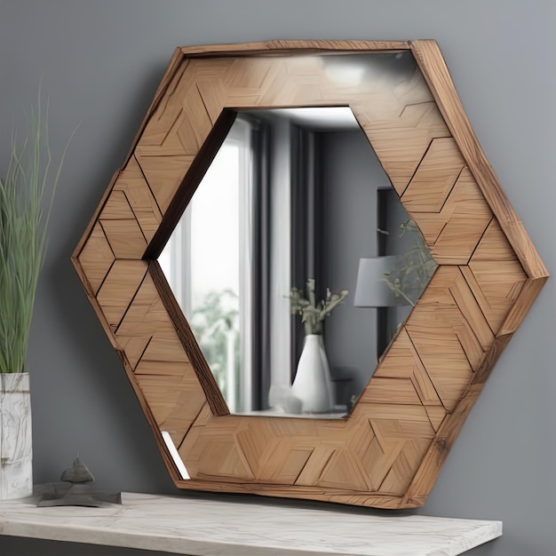 modern wooden mirror and frame on white wallwooden frame with mirror and mirror