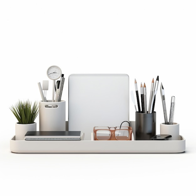 Modern Workspace Accessory on White Background