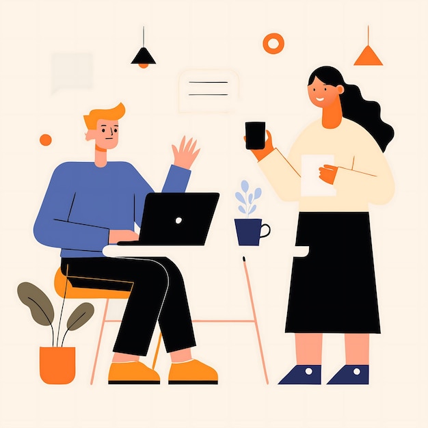 Photo modern workspace conversation illustration for business projects