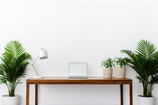 Modern workspace on white background