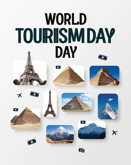 Modern World Tourism Day template with vacation and tourism elements