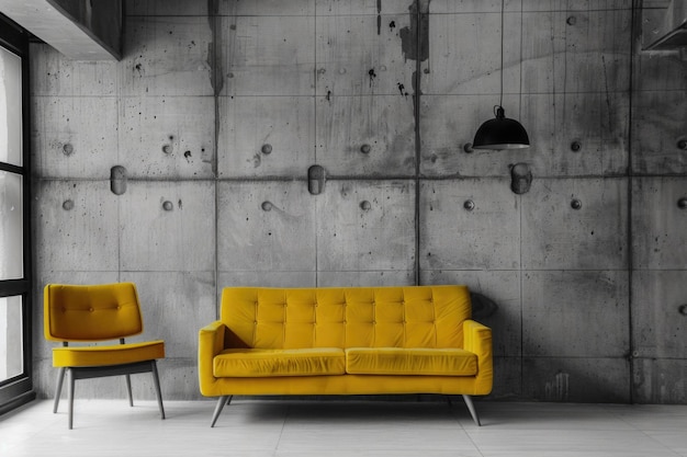 Modern Yellow Couch in Minimalist Space