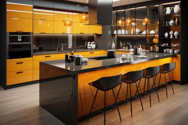 modern yellow kitchen at home design ideas professional advertising photography