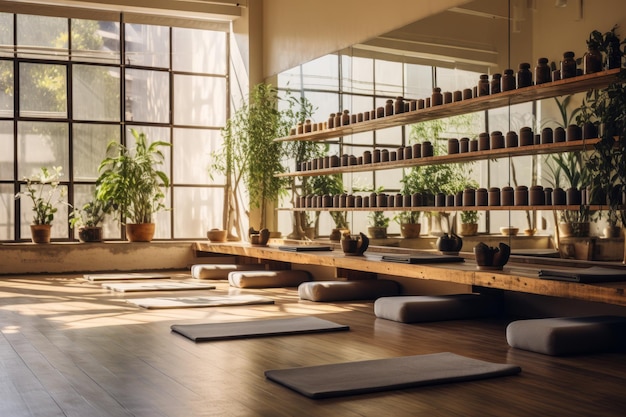 Modern Yoga Studio Interiors Generative AI