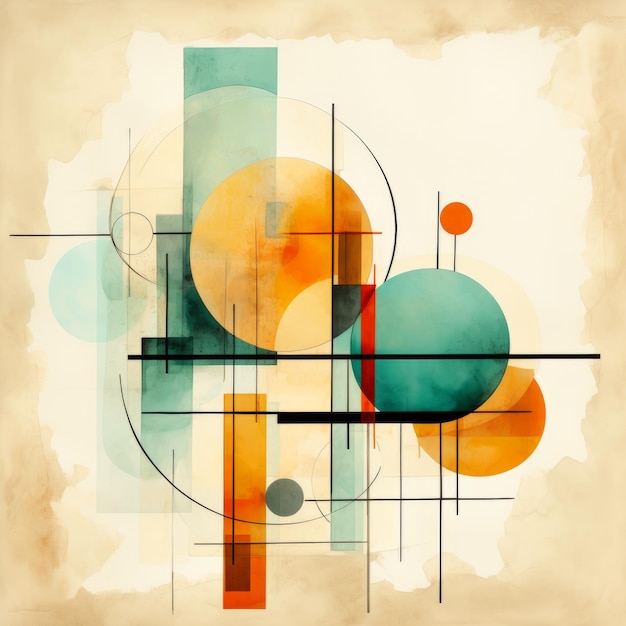 Modernism Digital Watercolor Engineering Textures Shapes And Symmetrical Colors