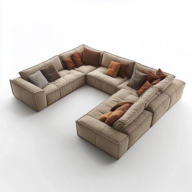 Photo modular sofa with customizable sections and fabric options