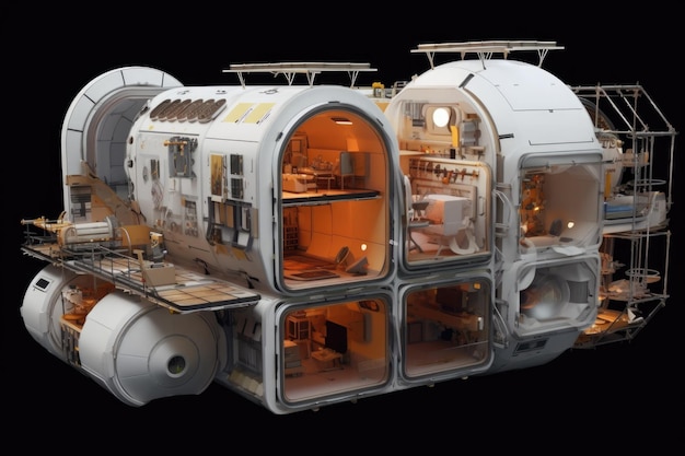 Modular space habitat with expandable modules created with generative ai