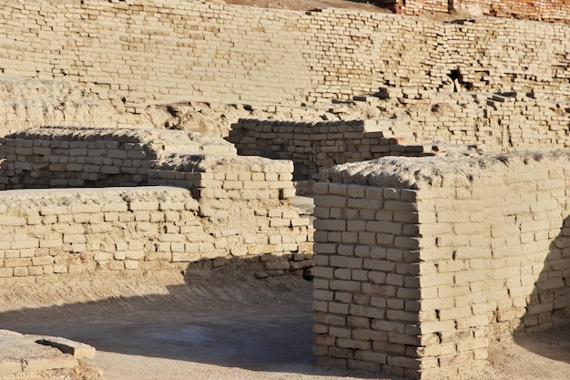 Mohenjo daro ruins close Indus river in Larkana district Sindh Pakistan