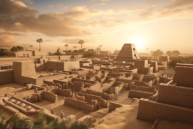 MohenjoDaro at Dusk Digital Glimpse into Ancient Urban Mastery