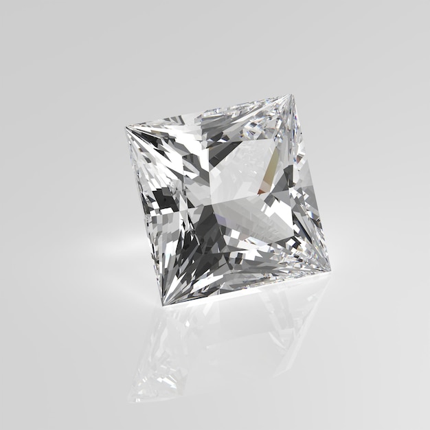 Moissanite gemstone princess 3D render