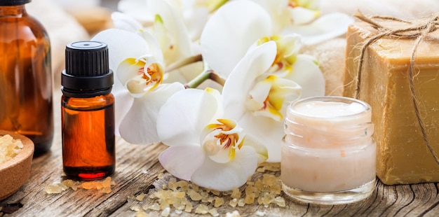 Moisturizing cream and orchid spa concept