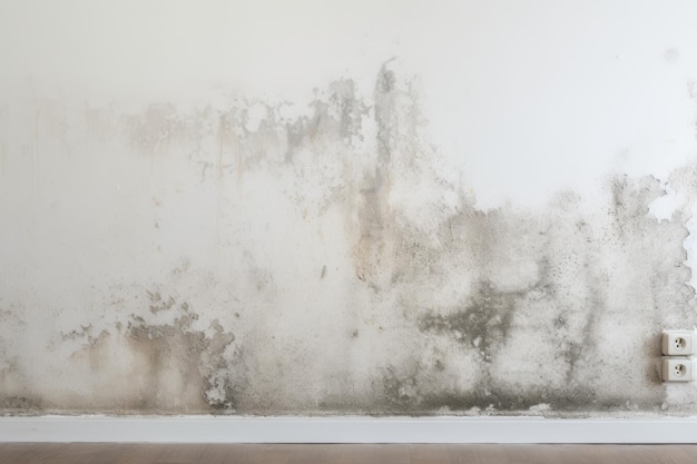 Mold on a white wall concept of combating mold and dampness