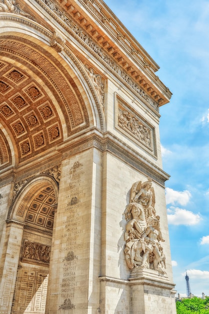 Moldings and decorations on the Arc de Triomphe in  Paris France