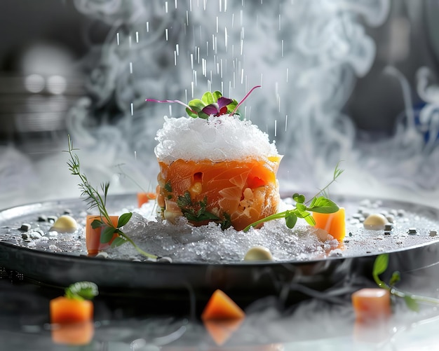 Photo molecular gastronomy creations with intricate plating