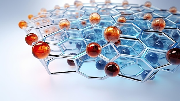 Photo molecular structure with interconnected hexagons and spheres science concept